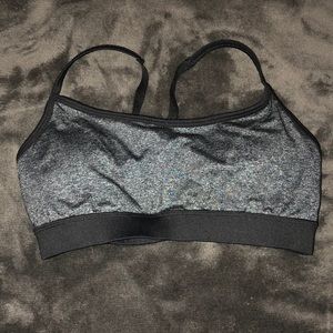 Grey and black fashion sports bra.